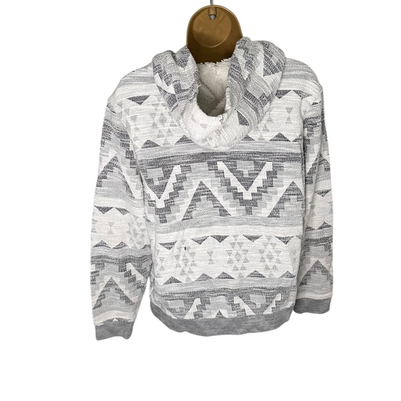 Soho Threads Full Zip Hooded Jacket Aztec Gray Black White L - Picture 5 of 5